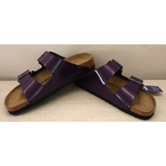 Birkenstock Women's Sz 10 Acai Purple Patent Leather Arizona Birko-Flor Sandals - Picture 13 of 14
